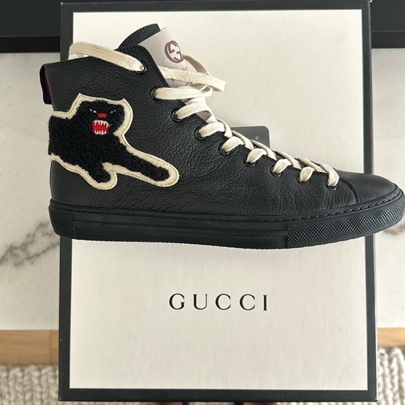 Gucci Men's Leather High-top With Panther - Picture 1 of 6